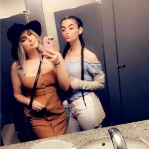 Brown/Orange Midi Dress